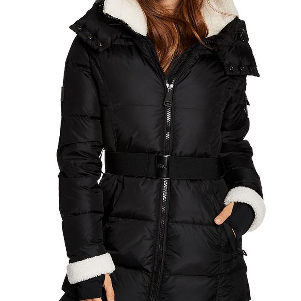 SAM. Courtney Shearling Trim Hooded Puffer Coat